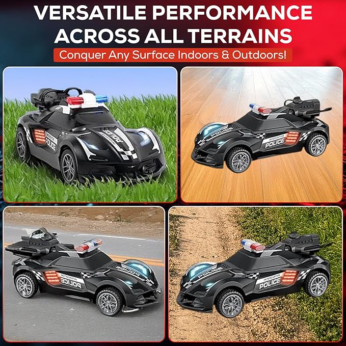 Remote Control Car – Police Car Toy with Powerful Motor, Anti-Slip Rubber Tire – RC Cars with Stunt Spray Button – Unique Smoke Effect and Water Injection