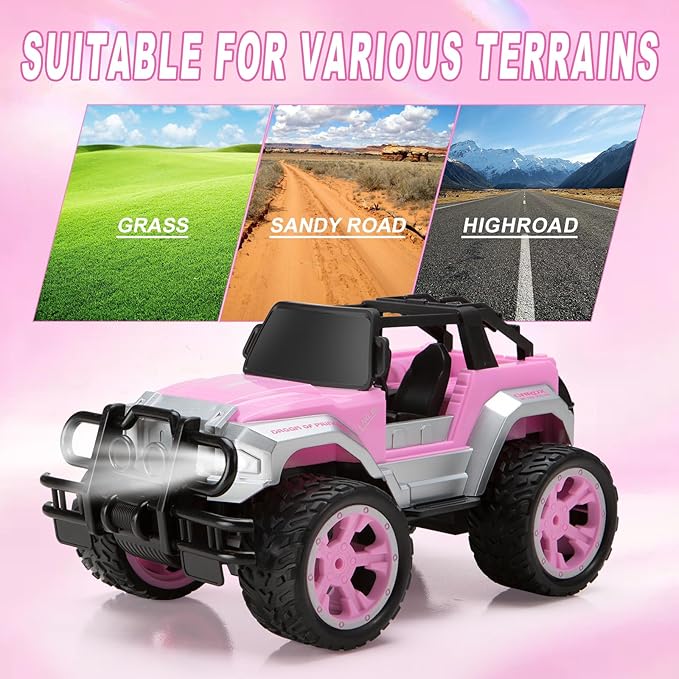 Remote Control Car for Girls, Pink RC Car with Doll and Sticker for Ages 6-10 Years Old Girls, 80 mins with Rechargeable Battery, 1:16 Scale 2.4Ghz, ,OX11S Perfect Christmas Birthday Gifts for Grils