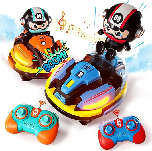 2 Pack RC Cars Toys for Toddlers|Remote Control Bumper Cars Toys with Music & Light & Spray for Kids|Birthday Gift for 3 4 5 6 7 8 Year Old Boys