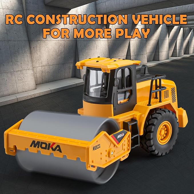 2.4G Remote Control Road Roller Toys, RC Engineering Roller Truck for Boys, Construction Vehicles Model Toy Gift for Toddlers 3-5