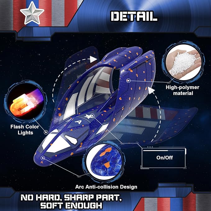 Fuwidvia 6 Pack Airplane Launcher Toys, LED Foam Airplane Toys for Kids, Outdoor Plane Flying Toys for Boys Girls Toys Age 3 4 5 6 7 8 9 10 11 12 Year Old boy Birthday Gift Ideas