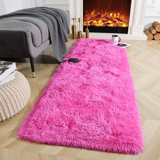 Ompaa Fluffy Runner Rugs, 2x6 Feet Hot Pink, Super Soft Shaggy Carpet Fuzzy Long Fur Rug for Bedroom Living Room Dorm, Plush Kids Playroom Baby Girls Nursery Decor Mats