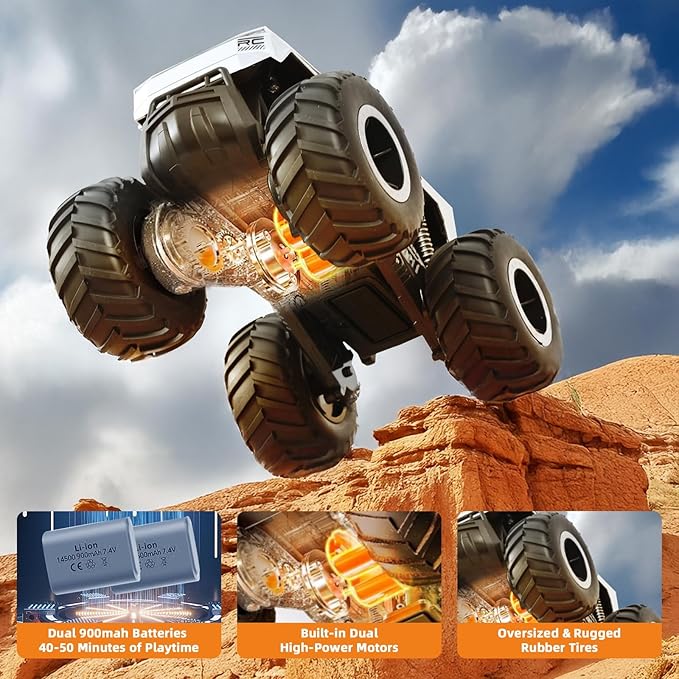 Amphibious Cyber Remote Control Monster Truck for Boys Ages 8-12+, 1:16 Scale 4WD Off-Road Fast RC Car, Waterproof All-Terrain 2.4GHz Stunt Car Pool Toys, Best Birthday Gifts for Kids Ages 8+