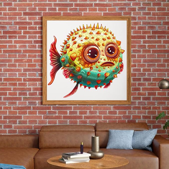 Fish Wooden Puzzles for Kids and Adults,200 Pieces Unique Shaped Jigsaw Puzzles for Adults and Children,Family Game,Birthday Children's Day Gifts,11.1x11.4 Inches