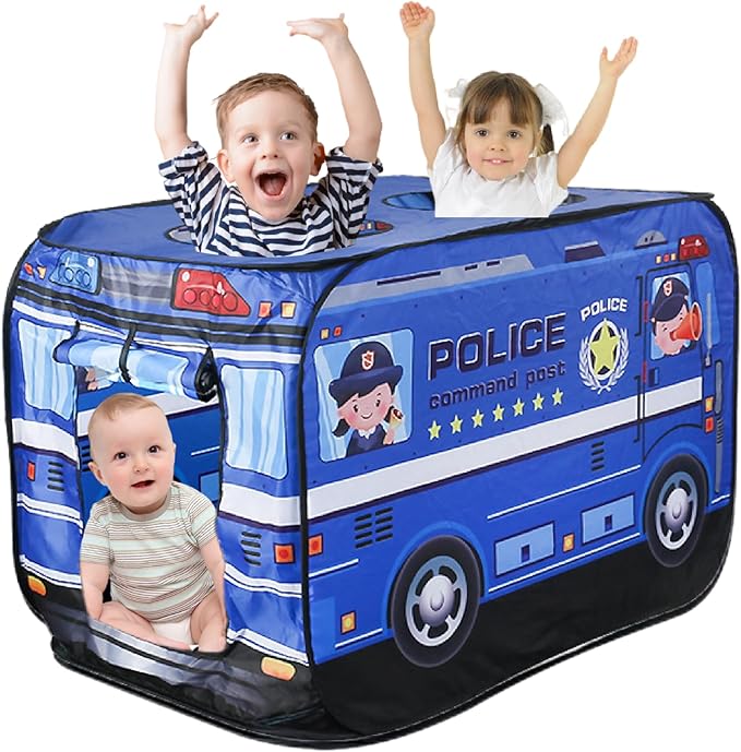 Pop Up Tent for Kids.Police car Tent.Large, Easy to Organize Police Toys.Police Gear for Kids.Boys and Girls Imaginative Play.Indoor Outdoor Pretend Play
