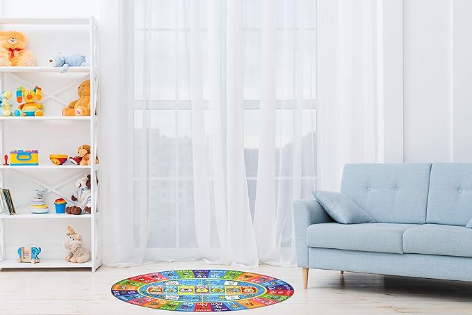 KC Cubs ABC Alphabet, Seasons, Months and Days of The Week Educational Learning & Fun Game Play Area Non Slip Boy & Girl Kids Rug Carpet for Children Bedroom, Toddler Classroom & Baby Playroom Mat