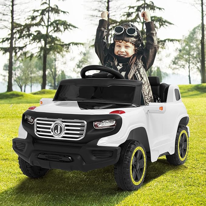 VALUE BOX Electric Remote Control Truck, Kids Toddler Ride On Cars 6V Battery Motorized Vehicles Children's Best Toy Car Safe with 3 Speeds, Music, seat Belts, LED Lights and Realistic Horns (White)