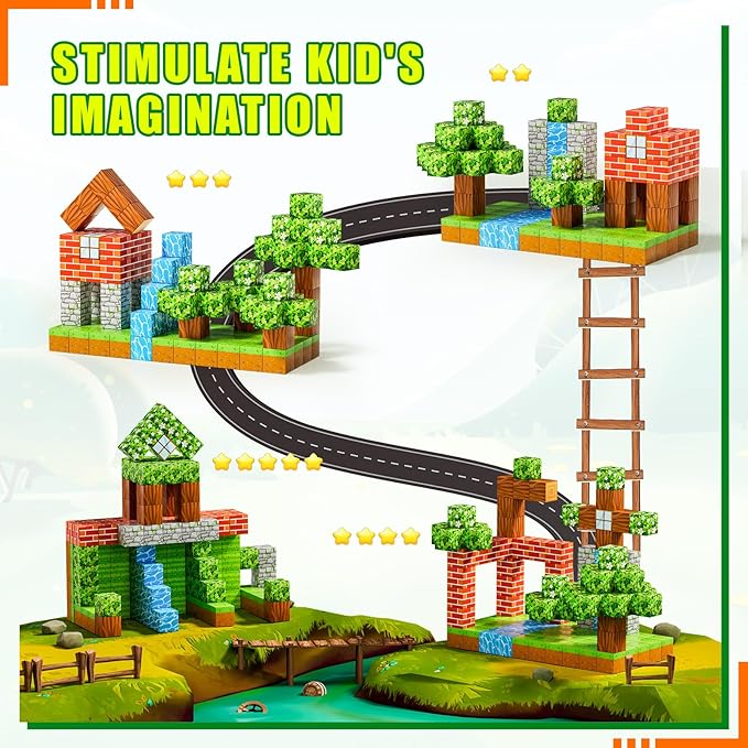 120PCS Magnetic Blocks - Build Magnet World Edition, Magnetic Blocks for Kids Ages 3-5, 4-8, 8-12, for Boys & Girls, STEM Montessori Sensory Toys for Toddlers Gifts for 3+ Years Old