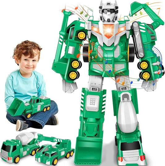 Laradola Toys for 3 4 5 6 Year Old Boys - Transform Robot Kids Toys Cars | STEM Building Toddler Toys for Ages 3+ | 5 in 1 Construction Toys Christmas Birthday Gifts for Boys Girls