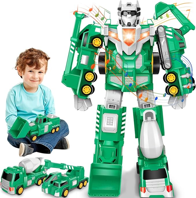 Laradola Toys for 3 4 5 6 Year Old Boys - Transform Robot Kids Toys Cars | STEM Building Toddler Toys for Ages 3+ | 5 in 1 Construction Toys Christmas Birthday Gifts for Boys Girls