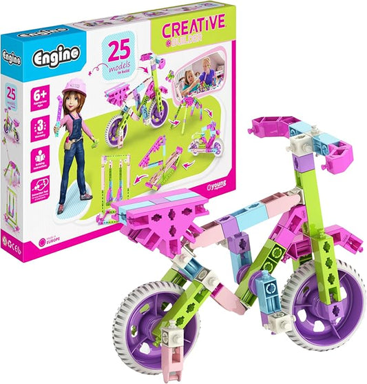 Engino: Creative Builder - 25-in-1 Designer Series, Toy Vehicles Vibrant Brick Set, Multimodels Snap Construction Assembly, Engineer STEM Kit, Kids 6+