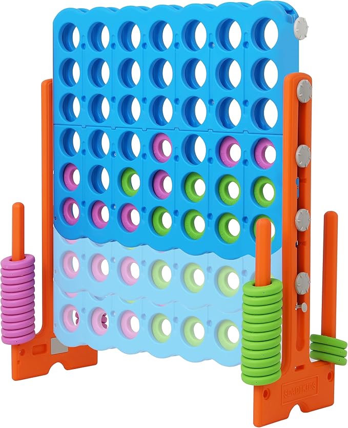 SDADI Jumbo 4 in a Row Game, 4-to-Score Giant Game Set with Adjustable Height (2.5-3.5 FT) for Kids & Adults, Indoor/Outdoor Connect Game with Quick-Release Slider, Perfect for Family and Party Games