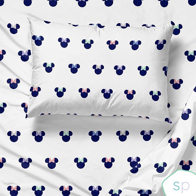 Saturday Park Disney Minnie Mouse Dreaming of Dots Full Sheet Set - 4 Piece 100% Organic Cotton Sheets - GOTS & Oeko-TEX Certified (Disney Official)