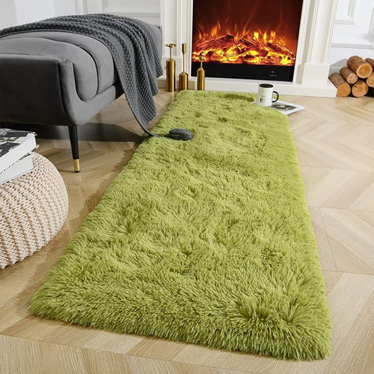 Ompaa Fluffy Runner Rugs, 2x6 Feet Grass Green, Super Soft Shaggy Carpet Fuzzy Long Fur Rug for Bedroom Living Room Dorm, Plush Kids Playroom Baby Girls Nursery Decor Mats