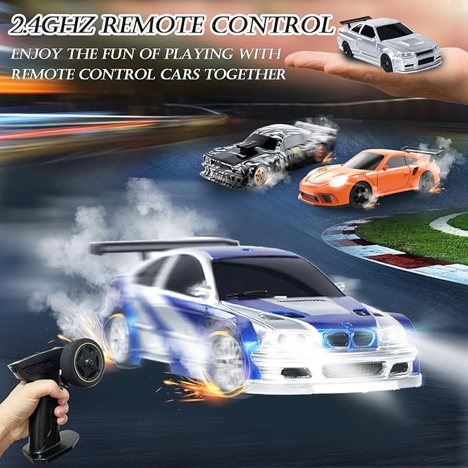 1/43 Mini RC Drift Car with Gyroscope, 2.4GHz Full Proportional High Speed Remote Control Car, RTR 4WD Fast RC Cars with LED Lights Racing Tires, Hobby RC Cars Toy Model Gift for Adults, Kids, Boys