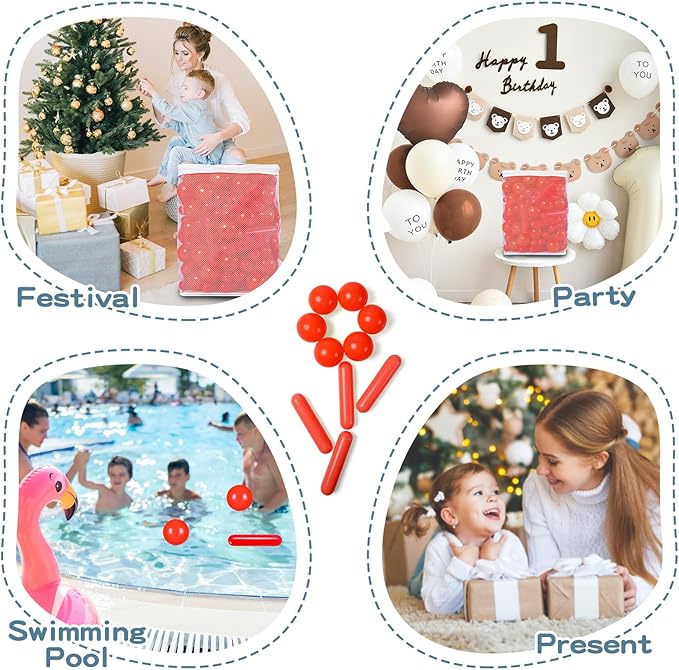 STARBOLO Ball Pit Balls for Kids- 120pcs Crush Proof Plastic Toy Balls for Toddler Ball Pit, Ball Pit Play Tent, Baby Pool Water Toys, Party Decoration, Photo Props (Red)