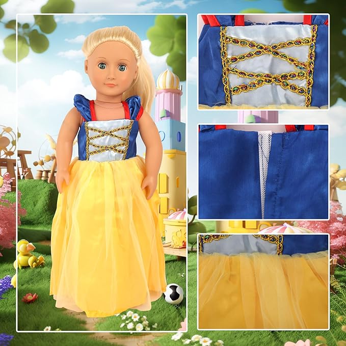 18 inch Doll Clothes Accessories -6Pcs Different Princess Costume Fits All 18 inch Girl Dolls