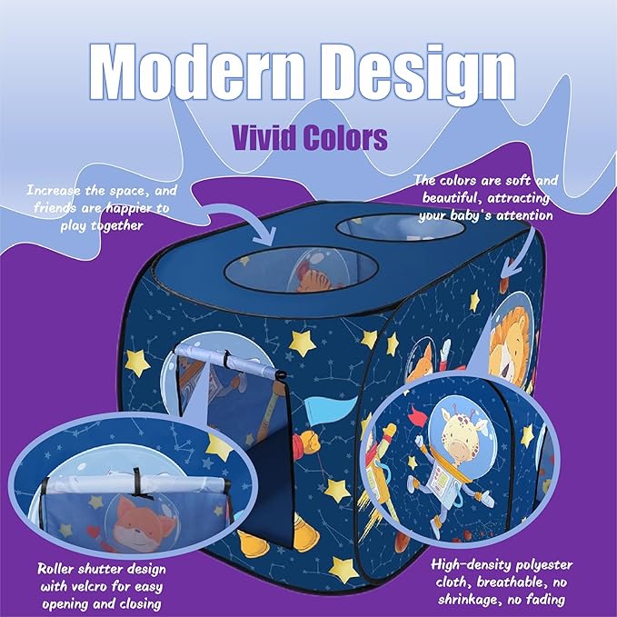 Pop Up Tent for Kids.Rocket Tent for Kids.Large, Easy to Organize Space Tent for Kids.Rocket Ship Tent.Space Ship Tent.Boys and Girls Imaginative Play.Spaceship Playhouse Tent Set, Blue