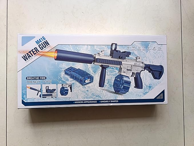 Electric Water Gun,Watergun with Muzzle Light,Automatic Squirt Gun Long Range Blaster Up to 32 FT,Outdoor Party Shooting Game Toy with 2 Water Tanks & 2 Batteries,Ideal Summer Gift for Kids & Youths.