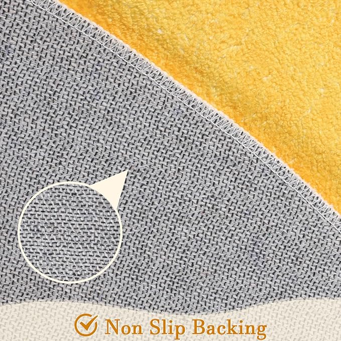 Topotdor Round Kids Play Rug Alphabet Nursery Area Rug Extra Large Soft Crawling Play Mat for Children Toddlers Bedroom (47 inch, Yellow)