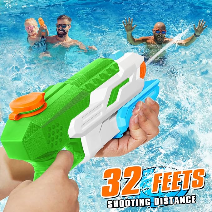 4 Pack Water Gun for Kids Adults: 600cc Squirt Blasters Super Water Gun Soaker with Long Range High Capacity for Boys Girls Summer Swimming Pool Beach Outdoor Water Fighting Play Toys Party Favors