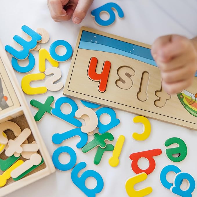 Melissa & Doug See & Spell Wooden Educational Language Learning Toy With Letters, Puzzle Boards Preschool Learning Activities, See & Spell Toys For Kids Ages 4+