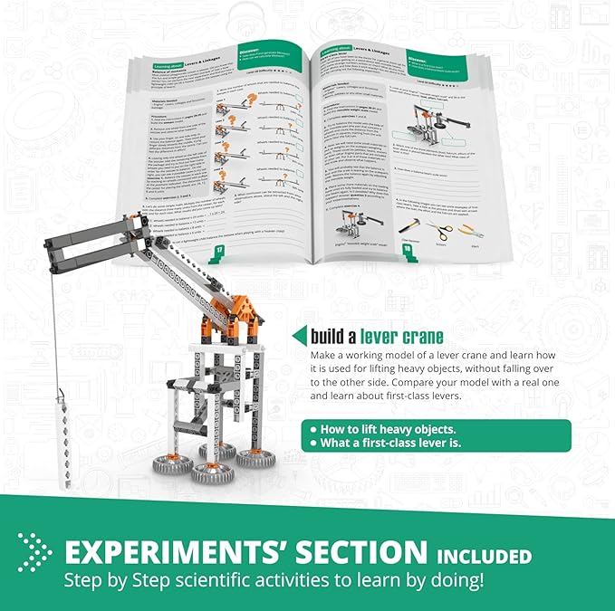 Engino Stem Toys, Construction Toys for Kids 9+, Mechanics: Levers, Linkages & Structures, Gifts for Boys & Girls (16 Model Options)