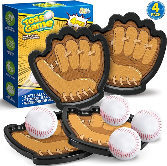 SpringFlower 4 Pack Catch and Toss Ball Game,Toddler Baseball Catch and Toss Ball Set,Outdoor Sport Yard Beach Pool Game Toy,Boys & Girls Toy for Kids Toddlers, Fun Idea Gift for Kids