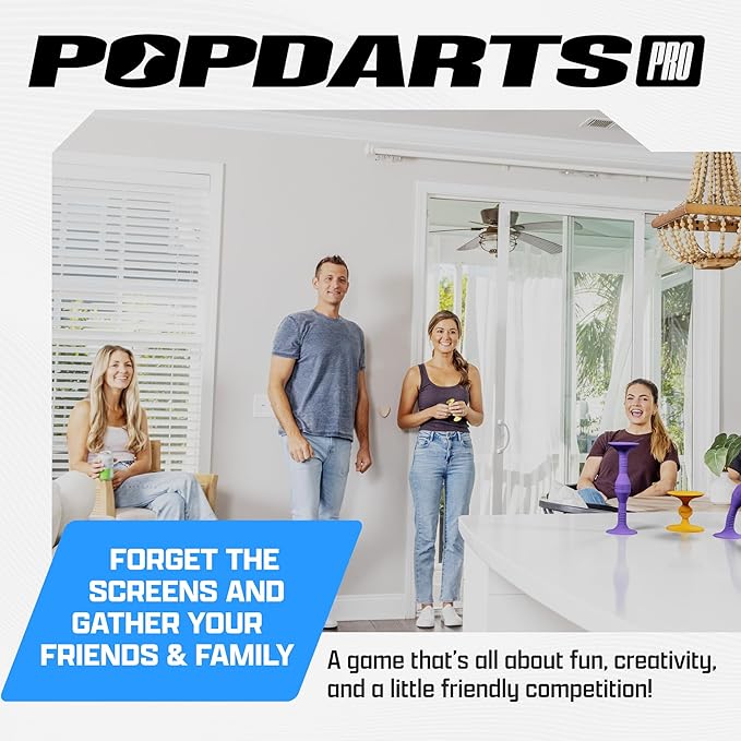 Popdarts Pro Pack Game Set (Purple and Yellow) - Indoor, Outdoor Suction Cup Throwing Game - Competition with a POP