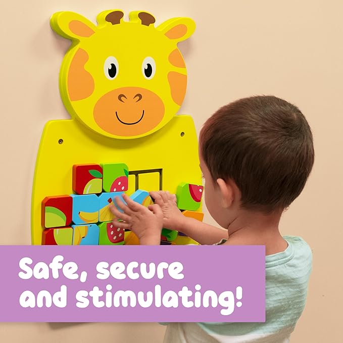 LEARNING ADVANTAGE Giraffe Activity Wall Panel - 18m+ - Toddler Activity Center - Wall-Mounted Toy - Busy Board Decor for Bedrooms, Daycares and Play Areas