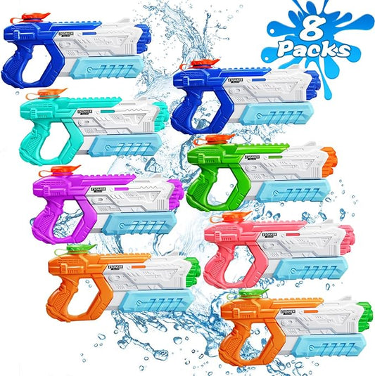 Quanquer Water Gun for Kids Adults- 8 Pack Squirt Water Guns with High Capacity Long Shooting Range - Water Super Blaster Pool Toys for Summer Swimming Beach Water Fighting for Ages 3-5 4-8 8-12