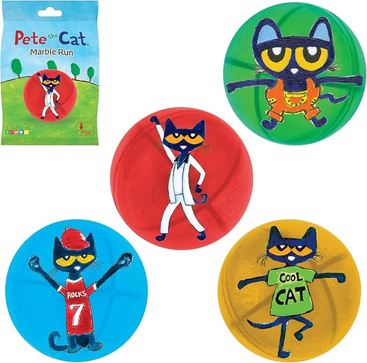 PicassoTiles Magnet Marble Run Tiles Pete The Cat Themed Character Marbles for Magnetic Building Block Construction Tile Maze Structures STEM Learning Pretend Play Fun Toys Girls Boys Ages 3+ PTG02