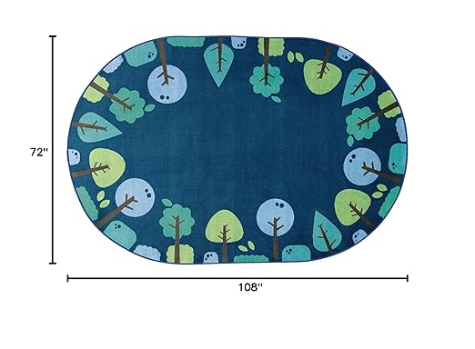 Carpets for Kids 1766 KIDSoft Tranquil Trees Decorative Classroom Nursery Room Rug 6ft X 9ft Oval Blue