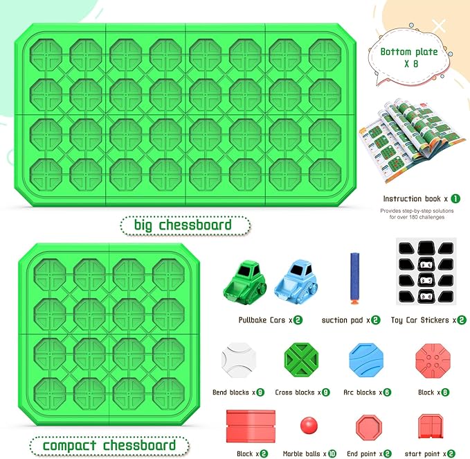 Logic Road Builder Games Toys: STEM Toys for 4 Year Old Kids Montessori Board Game Brain Teaser Puzzles Preschool Learning Activities Educational Toy for Toddler Ages 3 5 6 7 8-12 Boys Girls Gifts