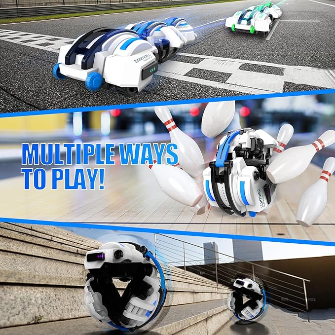 BAZADER RC Car with LED Lights - Remote Control Car Snakes 360° Roll Toy, Birthday for Kids Age 7 8 9 10 11+ Year Old, 2 Batteries 60+min, Indoor/Outdoor Toy for 6-12 yr Teen Boys