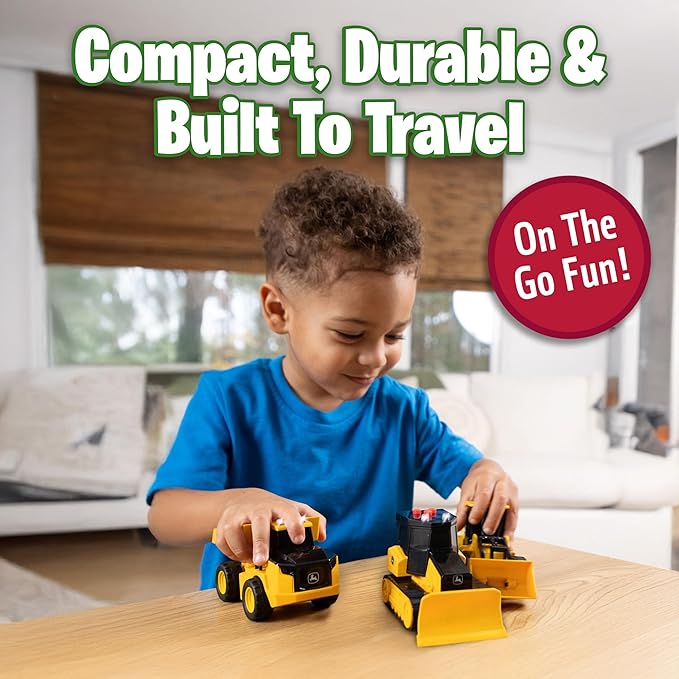 John Deere Realistic Farm Vehicles 3 Pack, 5" Toy Construction Vehicles with Lights, Sounds and Friction Rev Motor, Party Favor and Gift for Kids 3+