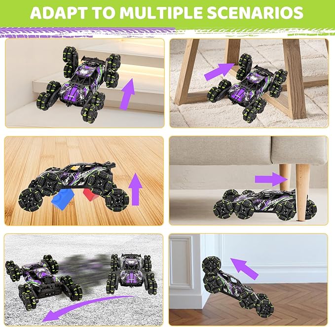 8WD RC Stunt Car, Gesture Sensing Remote Control Cars with Light & Music & Spray, for Age 3-7 Years Old Kids Birthday Gifts