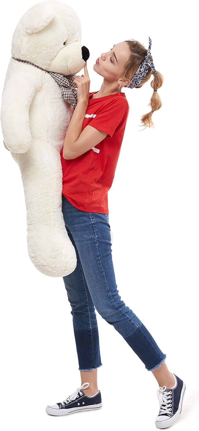 MorisMos Bow Tie Giant Teddy Bear 4 Feet, 47inch Big Teddy Bear Stuffed Animal Plush for Girlfriend, Boyfriend, White