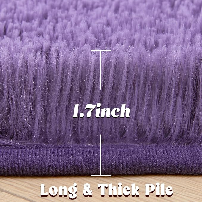 junovo Round Rug 5x5 Feet Fluffy Soft Area Rugs for Kids Girls Room Princess Castle Plush Shaggy Carpet Cute Circle Nursery Rug for Kids Girls Bedroom Baby Room Home Decor Circular Carpet, Grey-purple