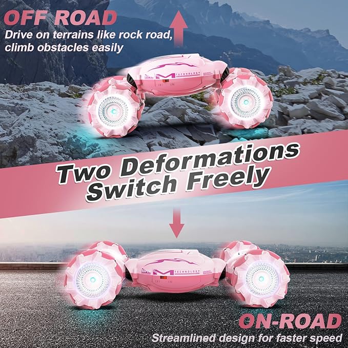 Gesture Sensing Stunt Car RC Cars Toys for Boys Girls 6-12 Yr, 2.4Ghz 4WD Hand Remote Control Car 360° Rotate Transform Off-Road Drift with Lights Music, Birthday Xmas Gifts for Kids, 4 Cars
