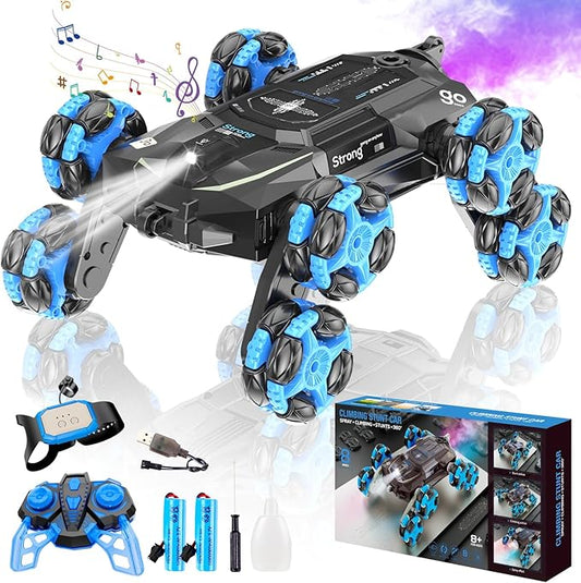 8WD Gesture Sensing Stunt RC Cars - 2.4Ghz 360° Rotation Remote Control Car with Spray, Light & Sound, Transform Drift Climbing Racing Vehicle, Birthday Toys for Ages 8-13 Boys Girls