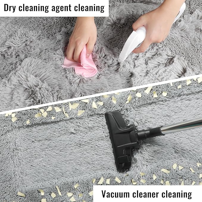 PAGISOFE Super Soft Shaggy Rugs Carpets, 5x7 Feet, Plush Washable Area Rugs for Living Room Bedroom, Furry Rugs for Nursery Playroom, Cute Room Decor for Baby, Shag Carpet for Dorm Decor, Light Grey