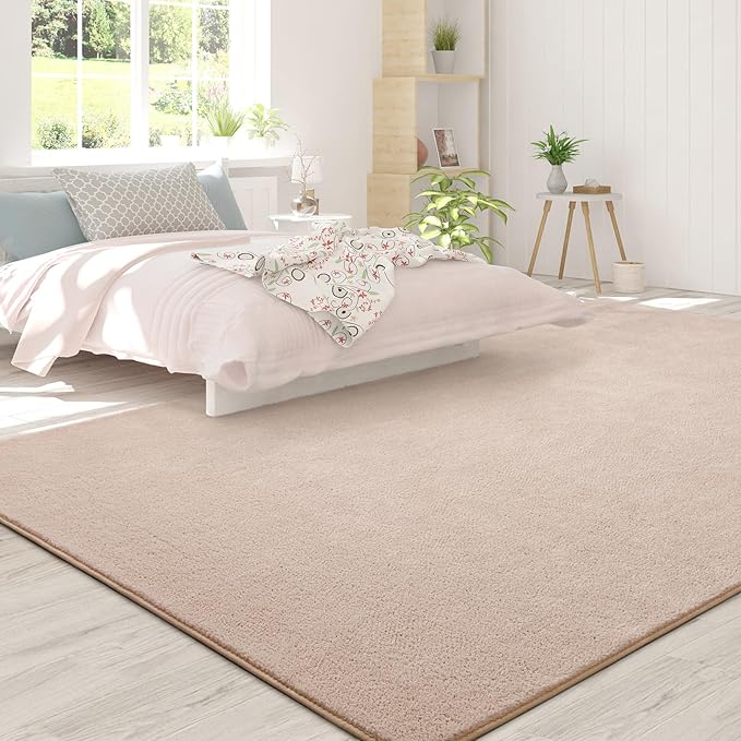 FlyDOIT Area Rugs for Bedroom Living Room, 5x8 Ivory Super Soft Comfy Thickened Memory-Foam Indoor Carpets, Modern Aesthetic Minimalist Carpet for Boys Girls Adults Apartment Nursery Home Décor