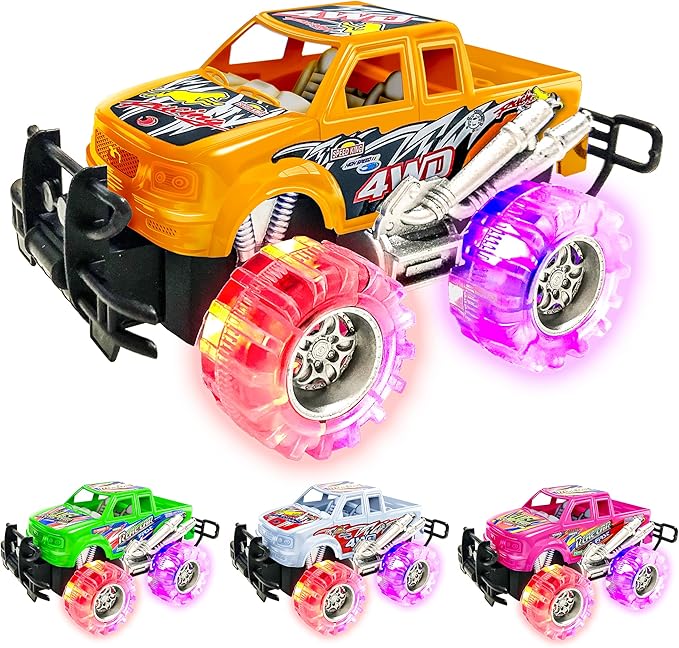 ArtCreativity Light Up Monster Trucks - 6 Inch Toy Cars for 2 Year Old Boys,- Push n Go Car Toys for Boys 3-5 Years Old,- Light Up Toys for Kids, Best Gift for Kids Age 3-6 Years Old & Up