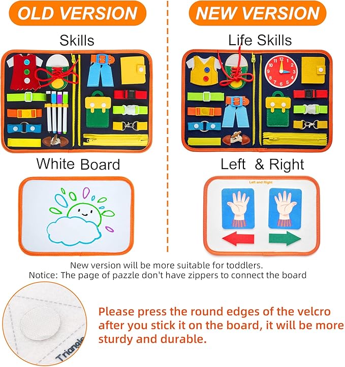 Freebear Busy Board, Toddler Travel Toys, Sensory Toys for Toddlers 2 3 4, Montessori Learning Toys for Toddlers Activities Board, Educational Toys for 2 3 Year Old Boys Girls Gift, Dark Blue Medium