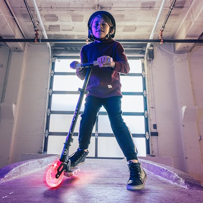 Aero 2 Wheel Kick Scooter for Kids Ages 5-7 or 5-8 or 6-10 or 6-12 with Dynamic Lights, Scooters for Boys and Girls 6 Years and Up with Light up Wheels and Deck