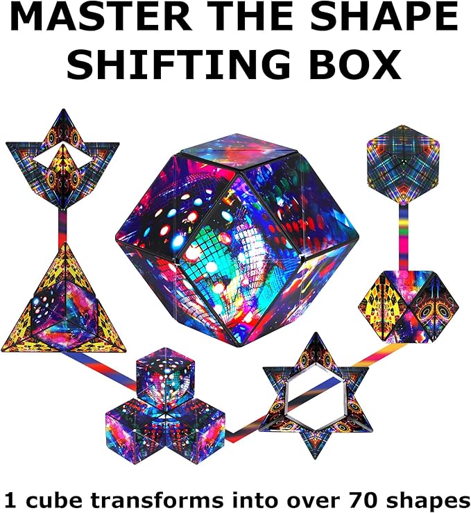 SHASHIBO Jumbie Shape Shifting Box - STEM Magnetic Fidget Cube That Transforms Into Over 70 Shapes, Download Fun in Motion Toys Mobile App (Disco Plaid)