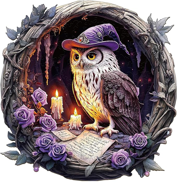 KAAYEE Wooden Puzzles for Adults 200 Pieces Wooden Owl Jigsaw Puzzles for Adult Wood Owl Puzzle Gifts for Mother's Day Adults Kids Animal Puzzle(11.4 * 11.4in)