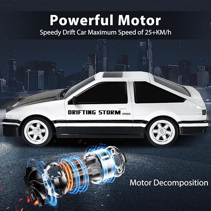 YUANPLAN RC Drift Car for Adults, 1/16, 4WD, 2.4GHz, High Speed, LED Lights, Drift Tires, Racing Toy for Boys Kids