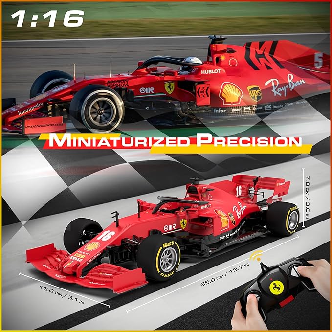 Licensed Ferrari F1 SF1000 RC Car Building Kit, 1/16 Scale Supercar Assembly Set with Remote Controller, Licensed Model, 65 Pieces, STEM Kits for Kids and Adults, Ages 8+ (Ferrari SF1000)